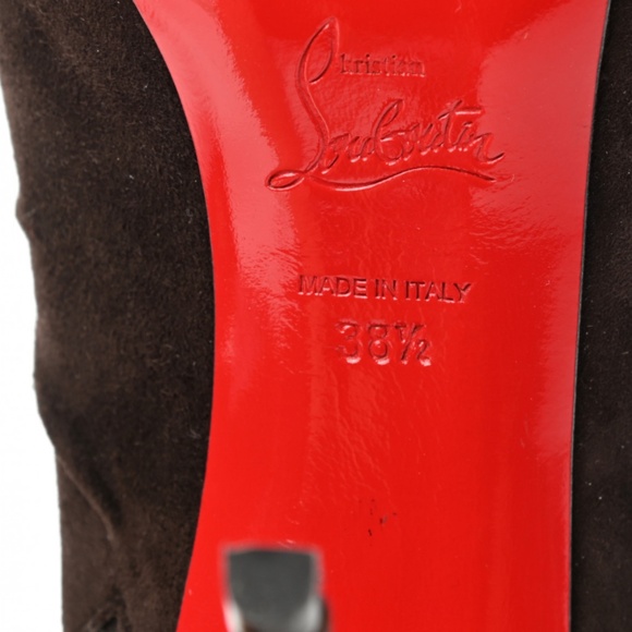 🔥 CHRISTIAN LOUBOUTIN - RED BOTTOM black Suede Treopli 120 Peep Toe Booties🔥 - Picture 6 of 10